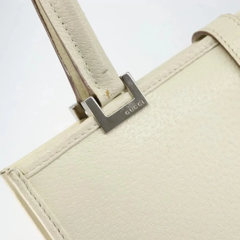 GUCCI Jackie Hand Bag Leather White Silver - Picture 11 of 16